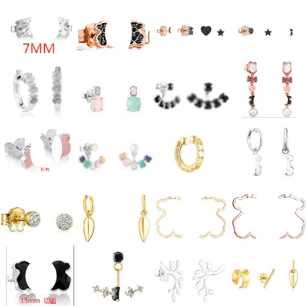

fahmi 100% 925 sterling silver delicate minimalist bear stud earrings, Golden