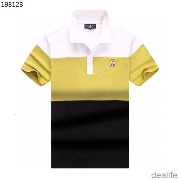 

psycho bunny polo shirt t 2023 summer and autumn new skull rabbit embroidery splice tri color pearl cotton trendy brand tees e093, White;black