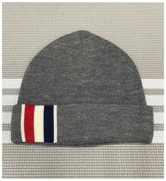 

wide brim hats tb browin autumn winter men women wool hat stiped kniited couple cap warm windproof6929284, Blue;gray