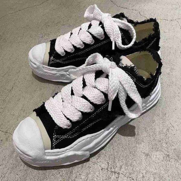 

maison mihara yasuhiro mmy shoes dissolve shoes men casual canvas shoes women's sneakers vintage lace-up black solid men's sneaker