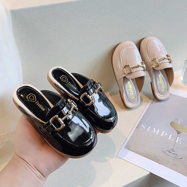 

2023 spring/summer new fashion children' baotou casual sandals wearing flat bottom lazy girls' slippers, Black;grey