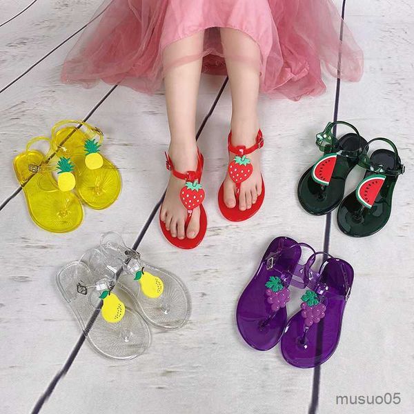

sandals new children sandals baby girls fruit slide soft non-slip princess shoes kids candy jelly beach shoes boys casual slippers, Black;red