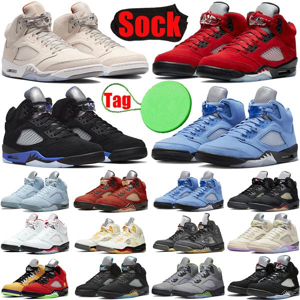 

unc 5 5s mens basketball shoes sail craft racer blue aqua raging bull fire red metallic oreo white black cement men trainers sports sneakers