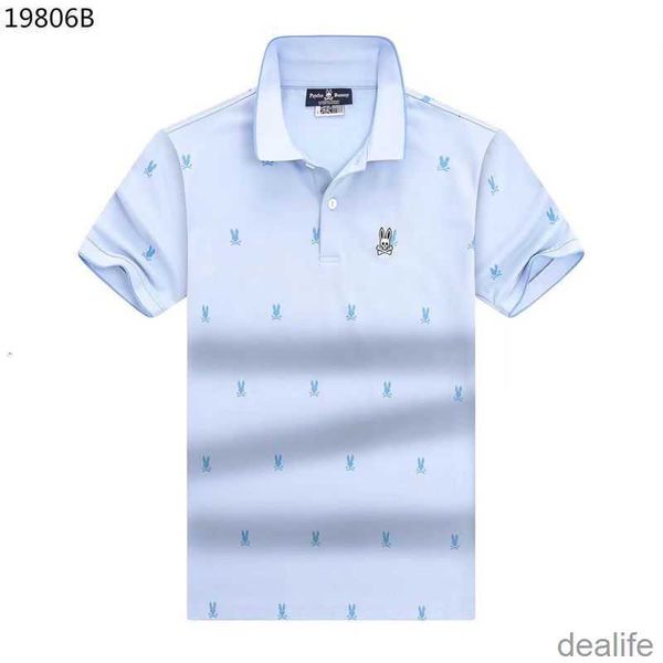 

psycho bunny polo t shirt 23 new fashion brand cartoon skeleton rabbit full screen printed embroidered collar for men's casual pearl fl, White;black