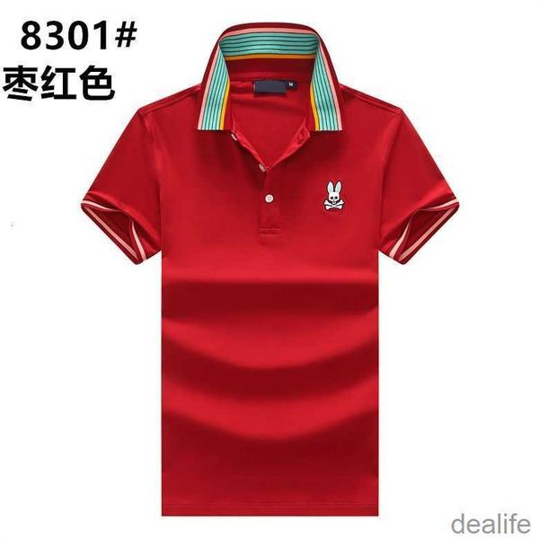 

summer new style psycho bunny men's polo shirt short sleeved t-shirt lapel casual skull rabbit half sleeve handsome with collar m0q4, White;black