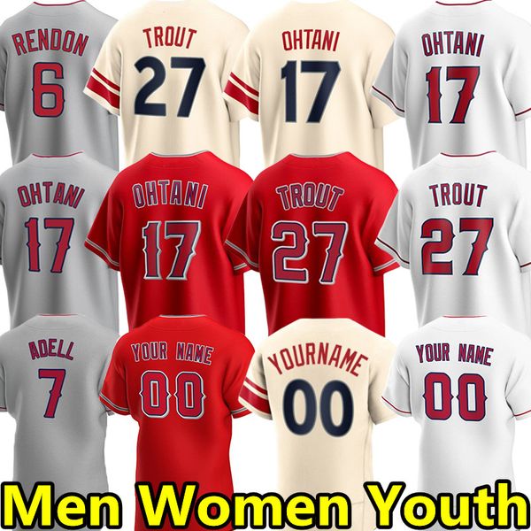 

17 shohei ohtani baseball jerseys angels mike trout jo adell anthony rendon gio urshela taylor ward luis rengifo brandon drury max stassi cu, Blue;black