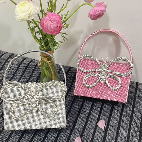 

shiny rhinestone butterfly box handbags for women elegant boutique crystal satin evening clutch purses wedding party quality
