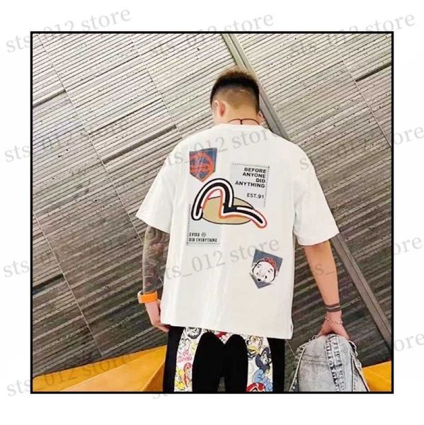 

men's t-shirts 23 summer new casual loose large round neck embroidered short sleeve shirt t230508, White;black