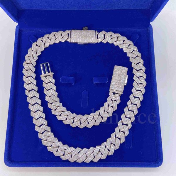 

10k gold plated 925 sterling silver d color vvs moissanite diamond 18mm mens cuban chain necklace