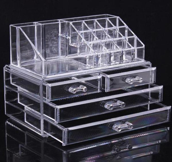 

new fahison transparent makeup box acrylic cosmetics organizer deskclear box storage case large for women gifts af12352322, Golden;white