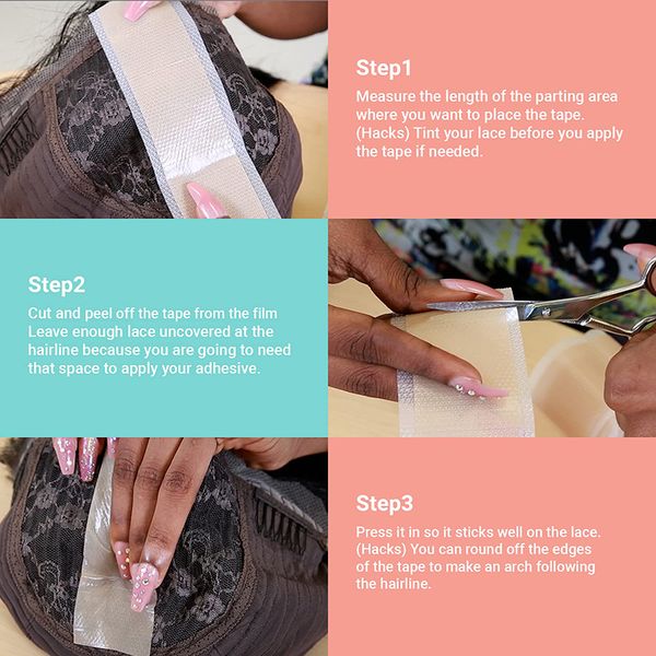 

4cmx50cm ultra-thin silicone lace tape non-slip adhesive tape wig knots healer lace wig grids and knots eraser concealer