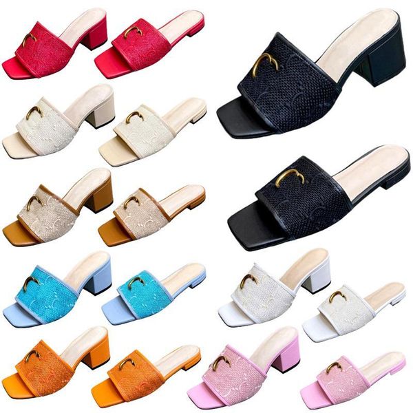 

designer slippers sandals women's slippers fashion home shopping party wear matching shoes leather inner buckle slippers size 36-43, Black
