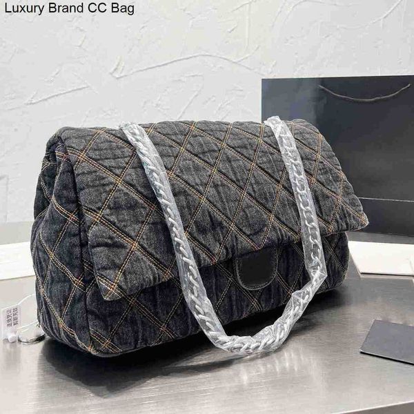 

embroidered cc shoulder bags 5a womens quilted flap bag denim designer shopping bag diamond silver hardware chain shoulder crossbody luxury