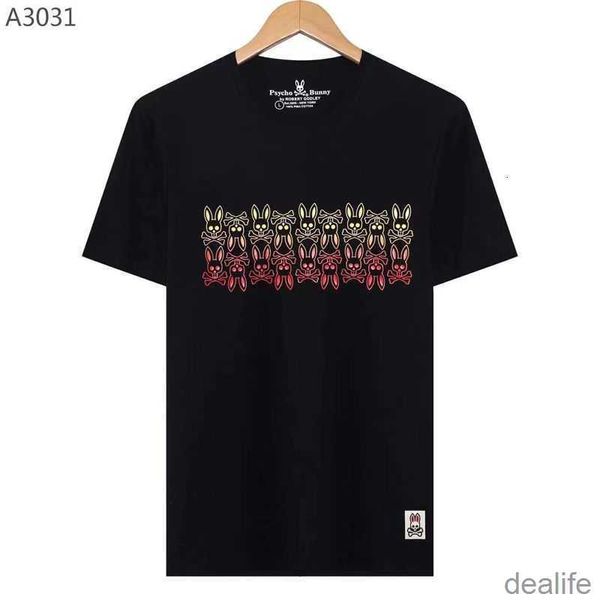 

psycho bunny t shirt 2023 summer new short sleeve t-shirts fashion brand versatile print skull rabbit pattern pure cotton tees 0ycj, White;black