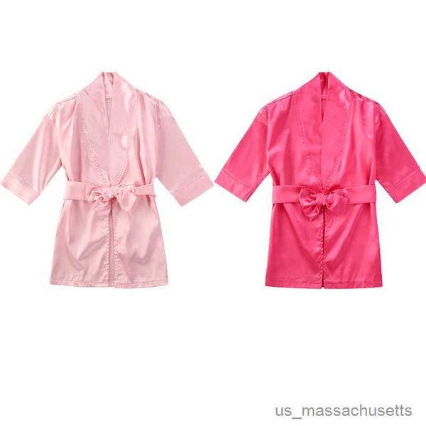 

pajamas girls sleepwear kids bathrobe long sleeve toddler baby kids girls solid silk satin kimono robes bathrobe sleepwear clothes, Blue;red
