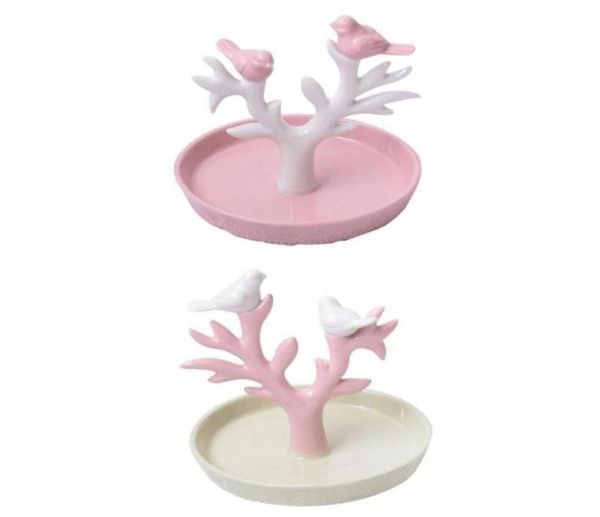 

jewelry pouches bags ceramic tree ring holder earring bracelet necklace organizer stand2293494, Pink;blue