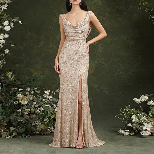 

plus size mermaid prom dresses gold luxurious bride sequined lace beaded arabic aso ebi evening formal party second reception gowns dress ro, Black