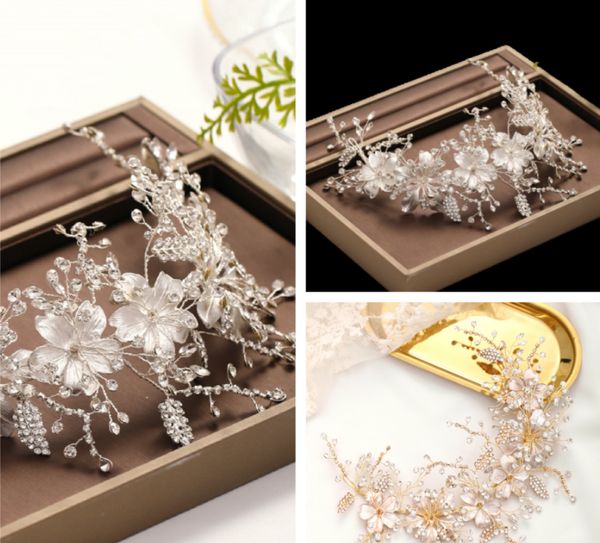 

new luxury crystal rhinestone half round hair band high end bridal headwear crown wedding headdress accessories, Silver