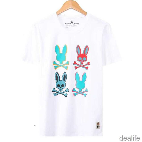 

psycho bunny t shirt 23 summer new skull rabbit cartoon pure cotton printed short sleeve fashion brand men's t-shirt casual qbd8, White;black