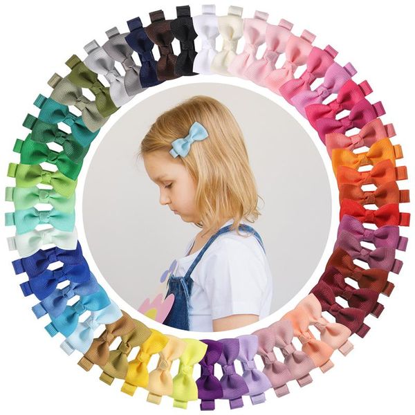

2 inch baby hair bows clips non-slip baby girls hairpin infant barrettes kids headwear hair accessories, Slivery;white