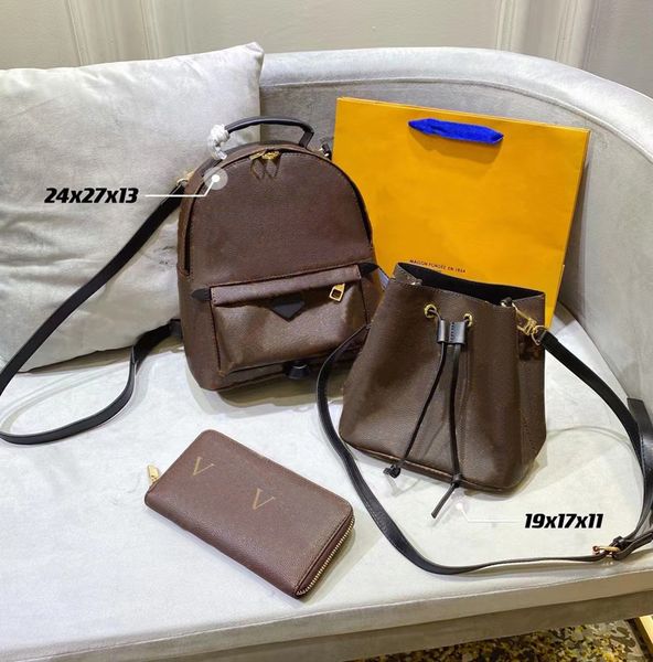 

designer three-piece bag totes luxury brand purse single zipper wallets women handbags tote real leather bags lady plaid purses duffle lugga