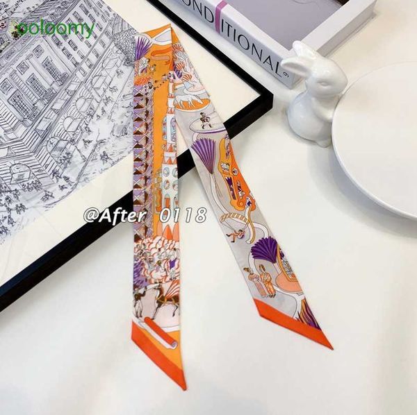 

hemres designer cravat soaring sky dream silk scarf twill strap versatile binding bag with suit amdy, Black;purple