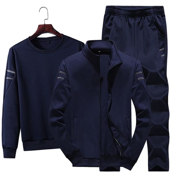 

men's tracksuits men's tracksuit autumn spring simple men baseball jersey suit men leisure suits 3 pieces sets sweatshirtsweatpant, Gray