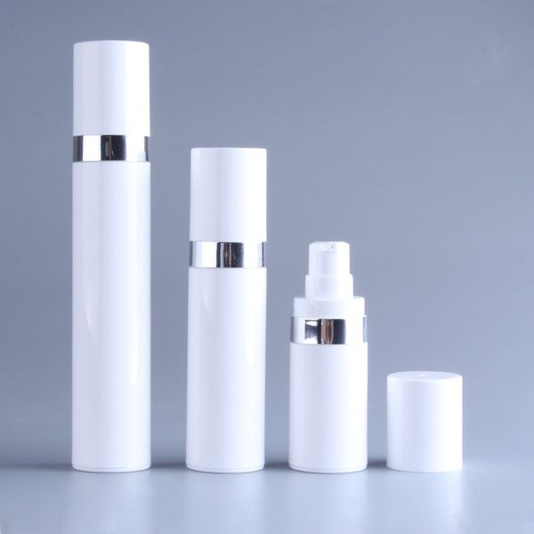 

100pcs/lot 15ml 30ml 50ml pp vacuum bottle white fine spray plastic bottle cosmetics lotion subpackage vacuum bottles