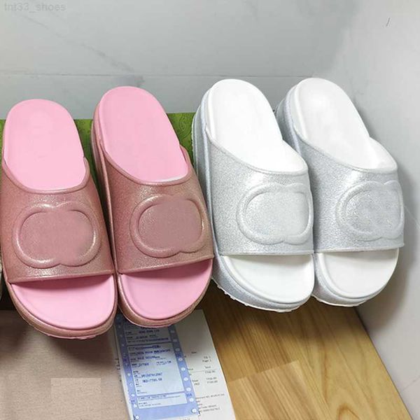 

womens slides sandals black rubber slippers interlocking g cut-out sandals italy luxury designer metallic silver rose pink pillow slider thi