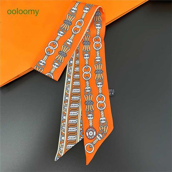 

hemres designer cravat 2023 new silk scarf geometric chain buckle hairband women's binding daily ribbon headwear accessories ktpy, Black;purple