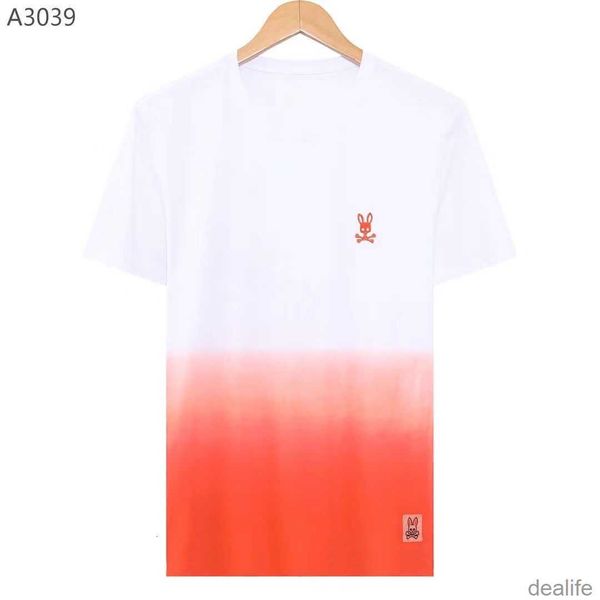 

psycho spring/summer bunny skeleton rabbit embroidery multi color gradient casual short sleeve t-shirt fashion brand pure cotton male g5co, White;black
