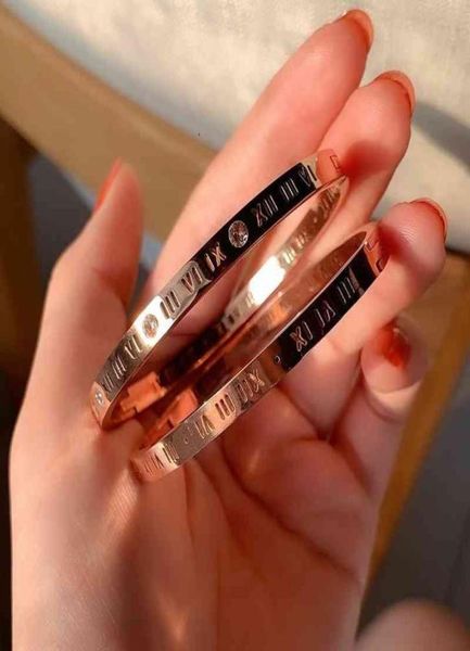 

light luxury temperament bracelet female roman digital bracelet jewelry female minority design feeling titanium steel mesh red han3092335, Black