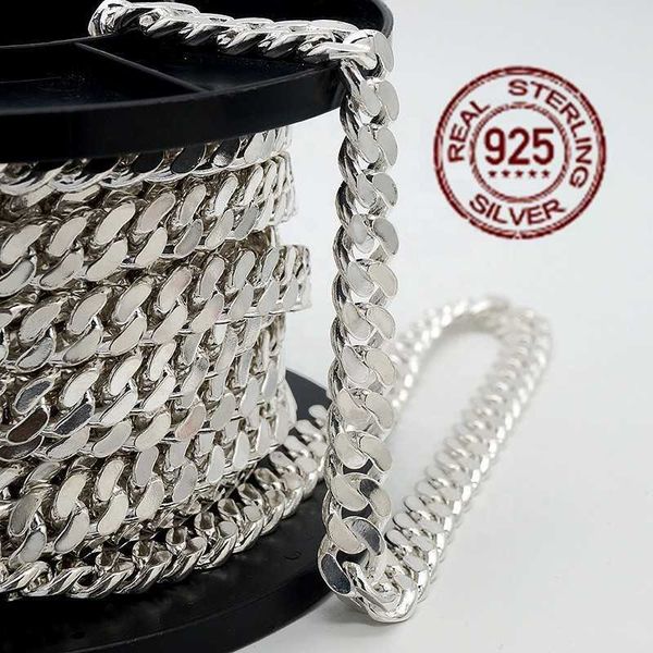

men chains necklace s925 silver 10mm curb cuban chain in roll plata 925 sterling silver necklace chain