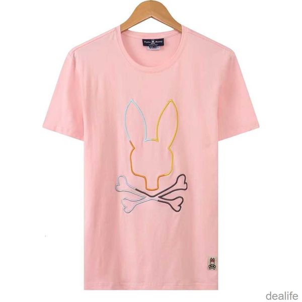 

psycho bunny 23 spring/summer skeleton rabbit new cartoon pure cotton men's versatile short sleeve t-shirt summer embroidery fashion br, White;black