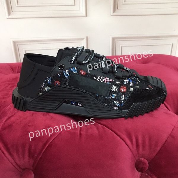 

2023new fashion brand casual shoes men designer leather lace-up sneakers fashion lady flat running letters shoes platform gym sneakers, Black