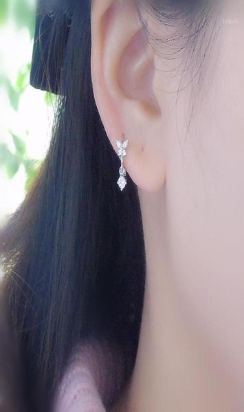 

hoop huggie 925 sterling silver earring fashion bow tie butterfly flower circle round pendant series small ear ring cute pretty 9966983, Golden;silver