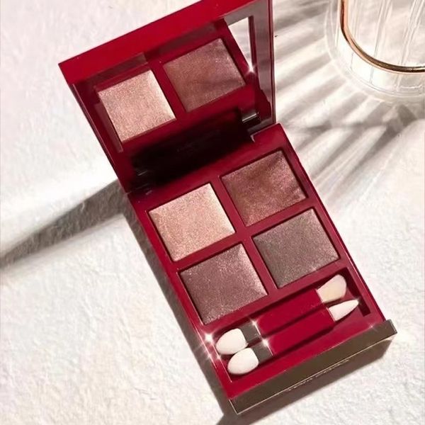 

four color red eye shadow plate cherry red brown baking texture for both wet and dry use