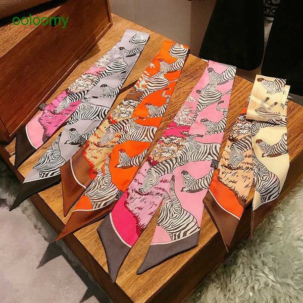 

hemres designer cravat multi functional silk twill small scarf mulberry slender ribbon women's multiple colors available, Black;purple