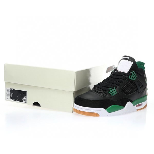 

basketball designer shoes jumpman 4 black green low with original box