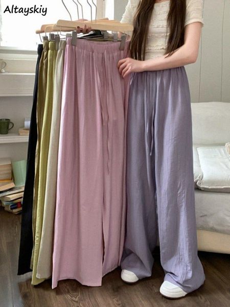 

women s pants s 7 color loose casual wide leg trousers all match basic thin summer college females vintage pantalones de mujer chic 230508, Black;white