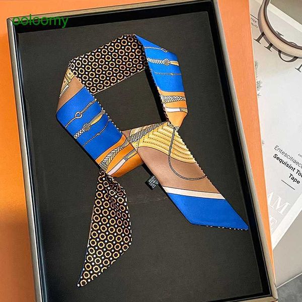 

hemres designer cravat korean version new temperament small scarf women's double-sided professional hair strap wrap handle, Black;purple