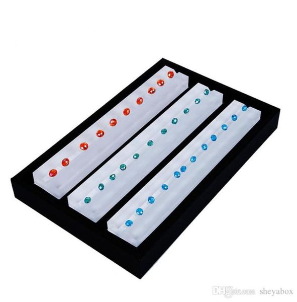 

white gemstone display tray acrylic jewelry bead gems loose diamonds displays holder for boutique shop showcase trade show fair ex3958076, Black