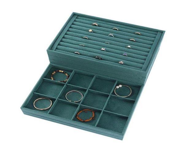 

jewelry pouches bags green velvet display tray ring bracelet necklace pendant earring organizer storage for drawer1788245, Pink;blue