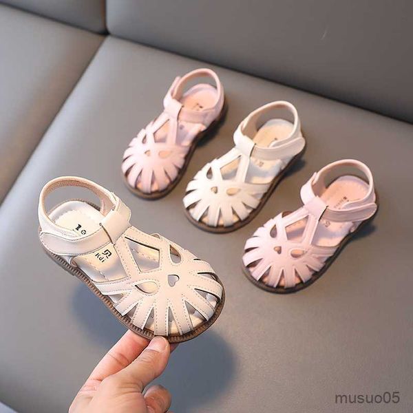 

sandals 2023 summer baby sandals for girls beach shoes anti-slippery kids cut-outs princess shoes soft soled children sandals size 21-30, Black;red