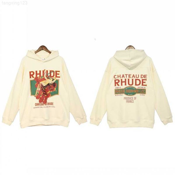 

new mens hoodies rhude hooded men women designer fashion popular letters printing pullover autumn sweatshirts25kp, Black