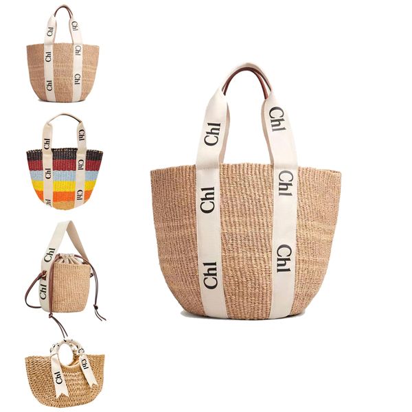 

4 types woody tote basket straw bags mens shoulder beach fashion raffia womens bag weave hollow out shopping handbags luxury designer crossb