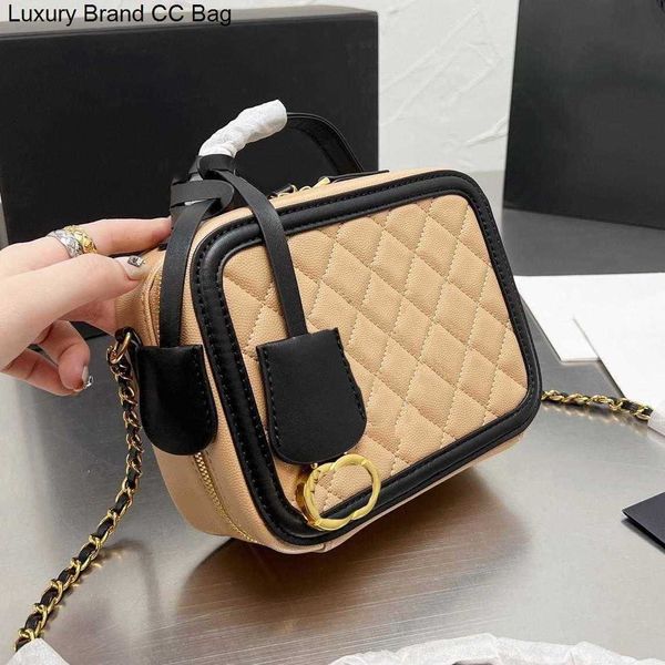 

case bags 2023classic filigree vanity cc totes bag caviar shoulder calfskin leather luxury quilted plaid gold metal chain double zipper shou