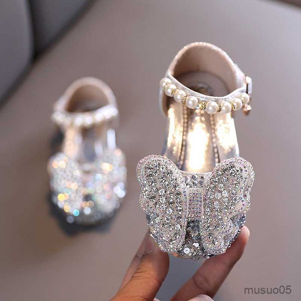 

sandals girls leather shoes fashion rhinestone bling kids princess shoes flat heels children party shoes, Black;red