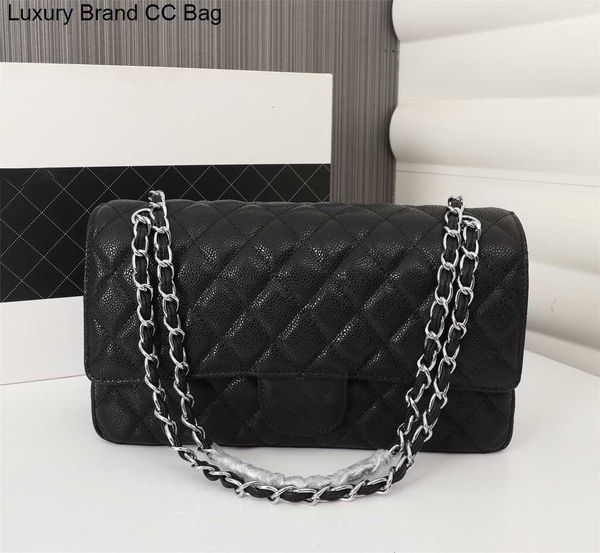 

handbags cc shoulder bags bags designer bag shoulder women bags tote fashion black calfskin classic diagonal stripes quilted chains double f