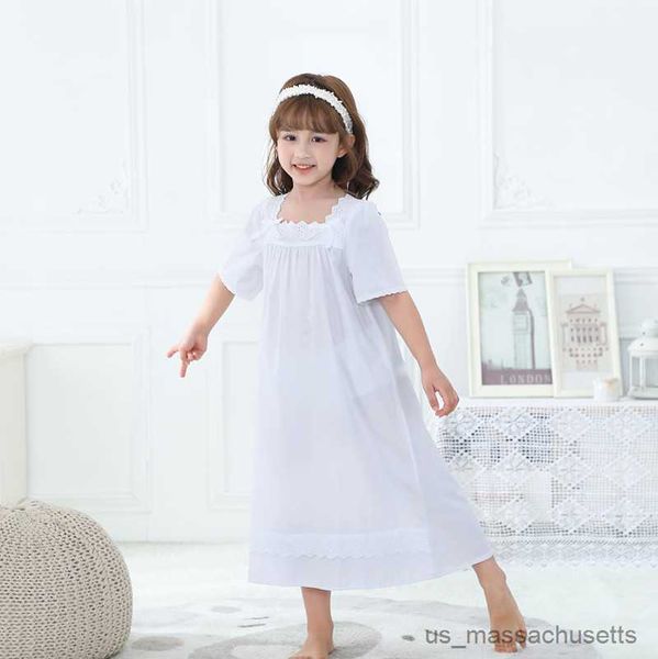 

pajamas girls leisure nightdress soft cotton sleeping dress kids sleepwear ankle length home clothing nighty comfortable nightgowns, Blue;red